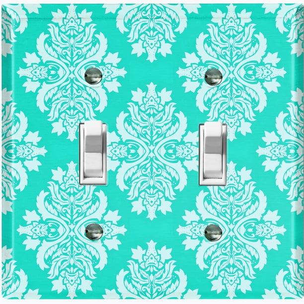 Turquoise Damask Design Decorative Single Toggle Light Switch Cover Wall Plate 